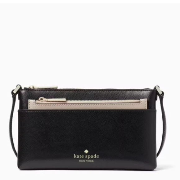 kate spade Handbags - Kate Spade Black and Tan Crossbody Bag With Extra Pouch NWT